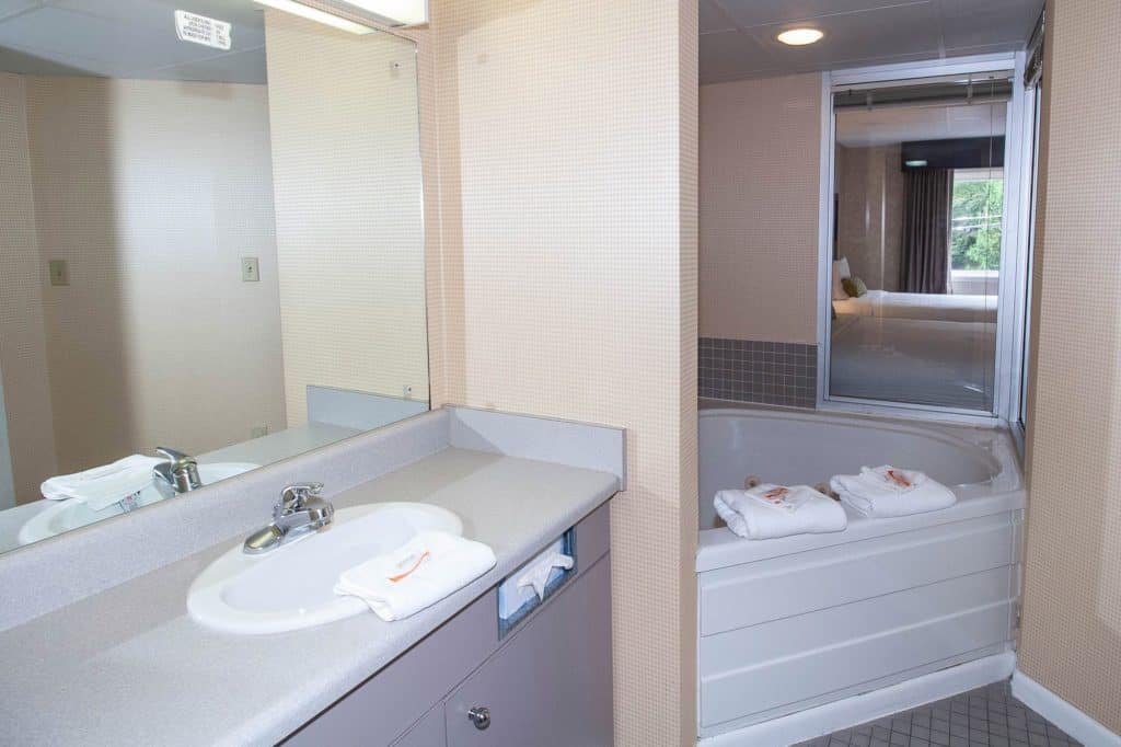 Two Queen Suite with Jet Tub & Fireplace jet tub and sink