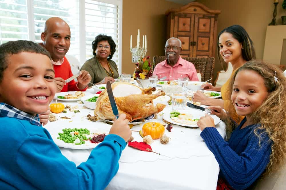 Family celebrating Thanksgiving