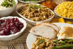 Plate of Thanksgiving food