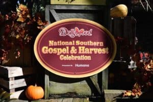 Dollywood's National Southern Gospel and Harvest Celebration sign