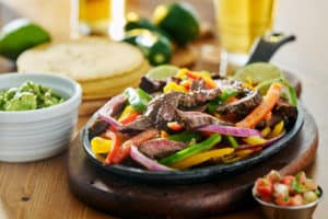 steak fajitas with peppers and onions